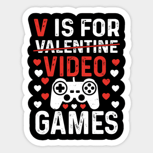 V is for video games, Gamer valentine gift Sticker